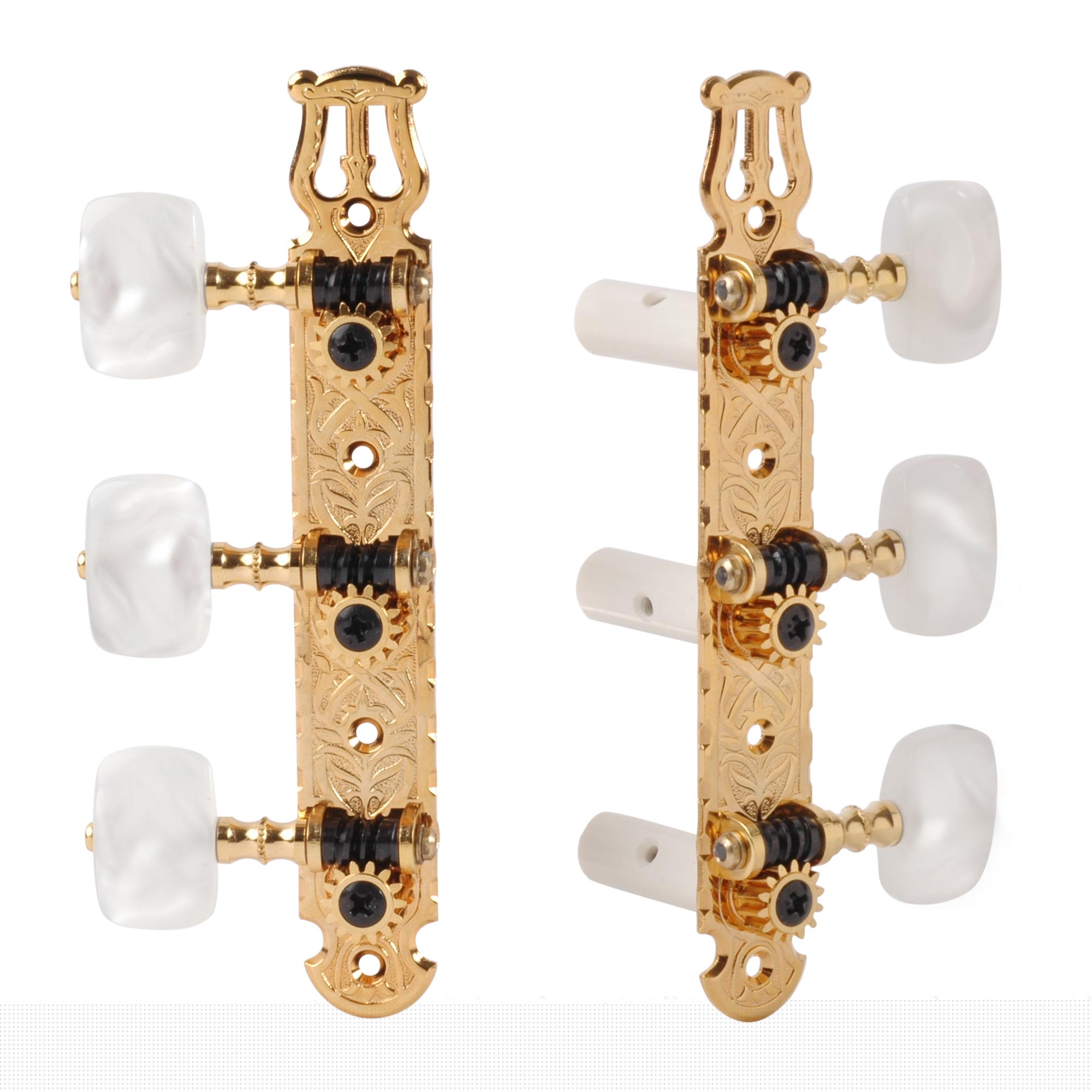 Lyra-style Gotoh Classical Guitar Tuners, Gold, ornate