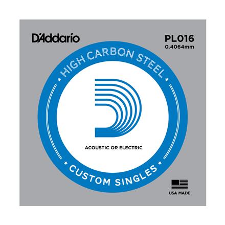 D'Addario Single Electric Guitar Strings, 0.016" Plain Steel