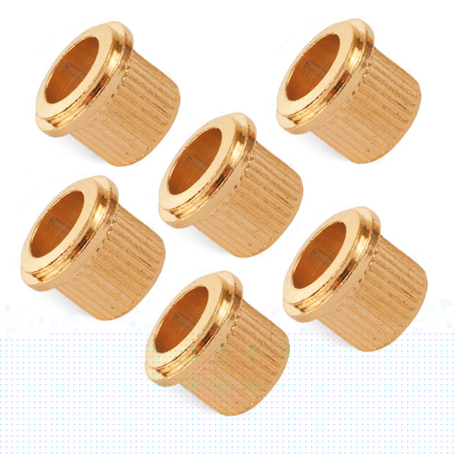 Vintage-style Tuner Bushings, Round straight, gold, set of 6