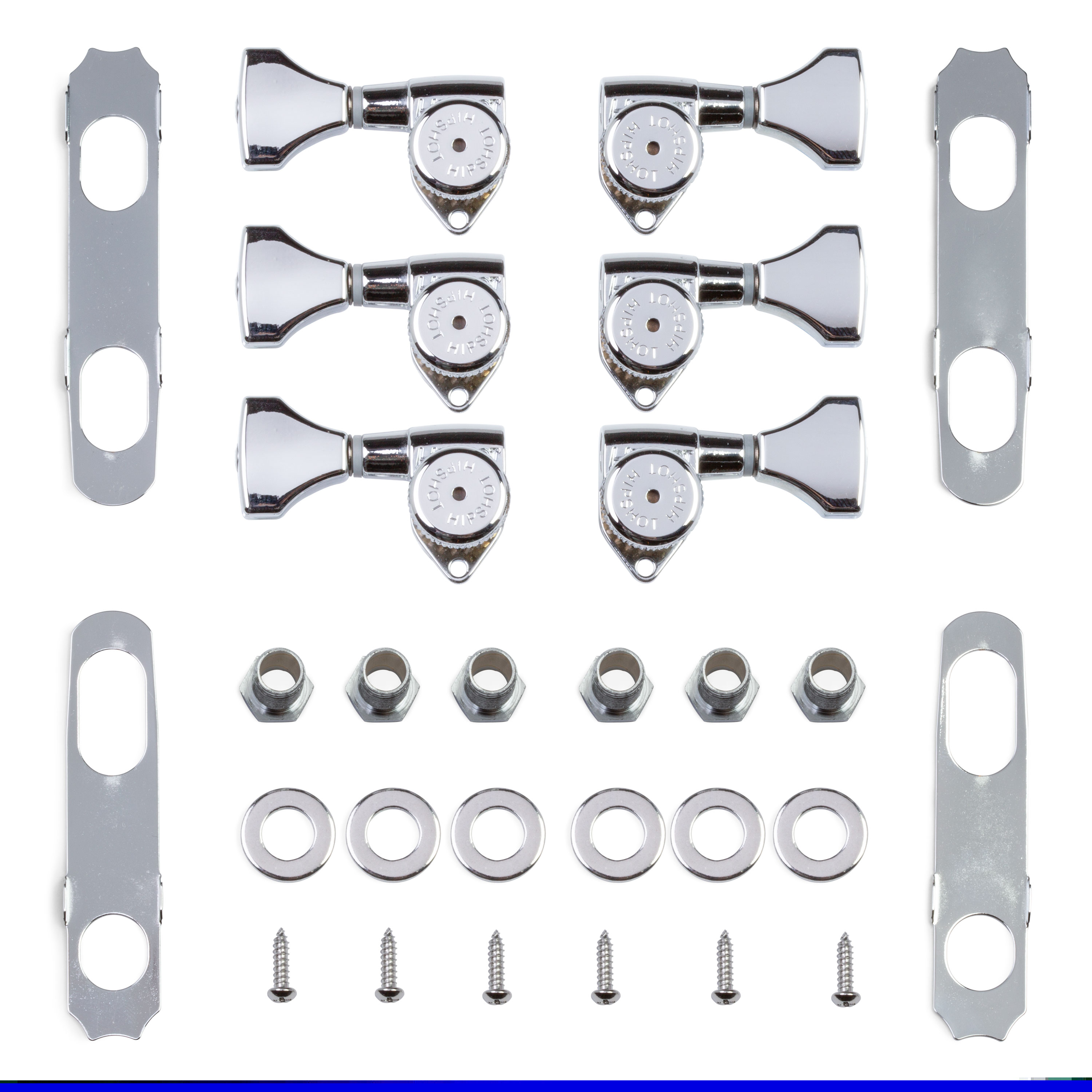 Hipshot Grip-Lock Open Gear 3+3 Tuner Upgrade Kit, Chrome