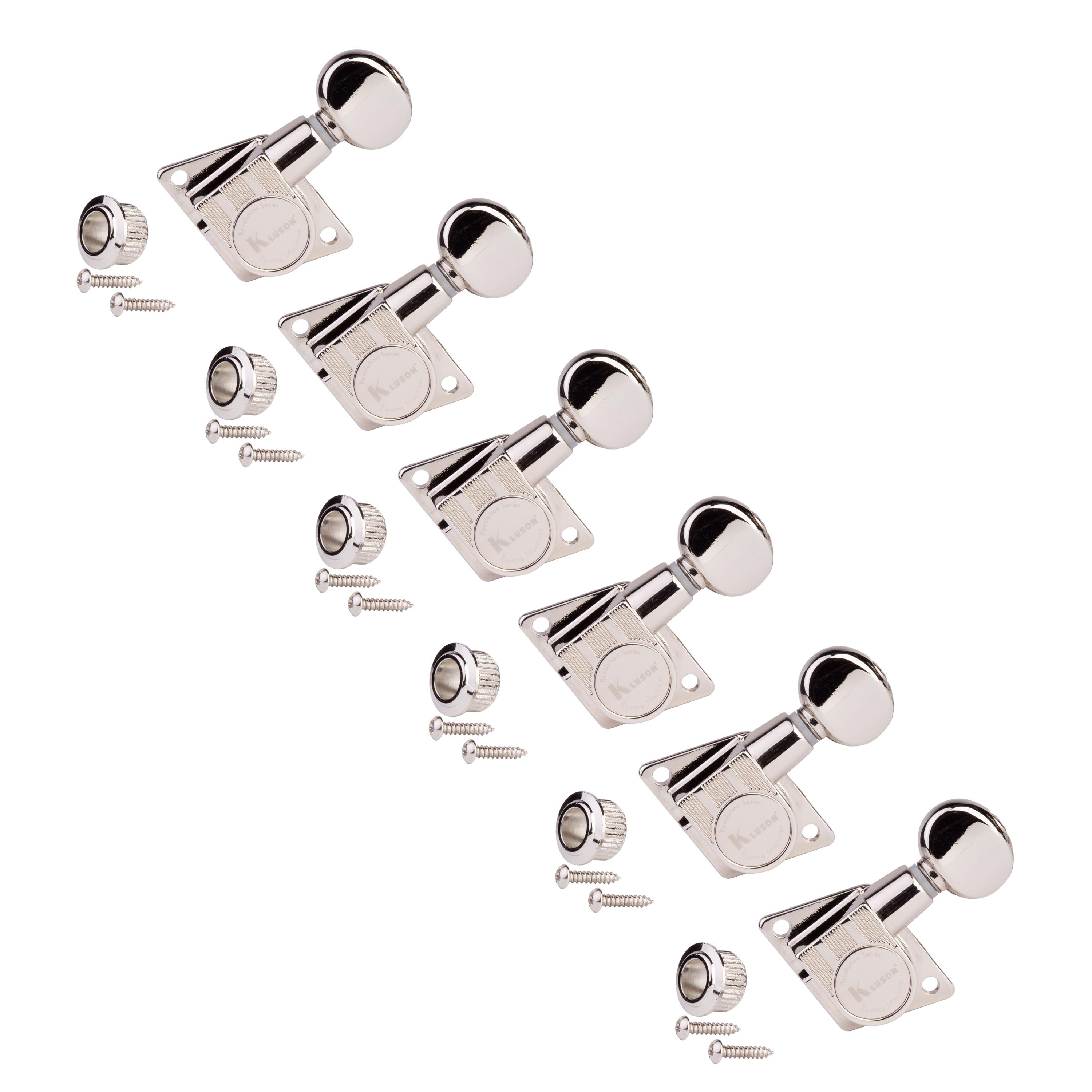 Kluson 6-In-Line Revolution Series F-Mount Tuners for Fender Guitars