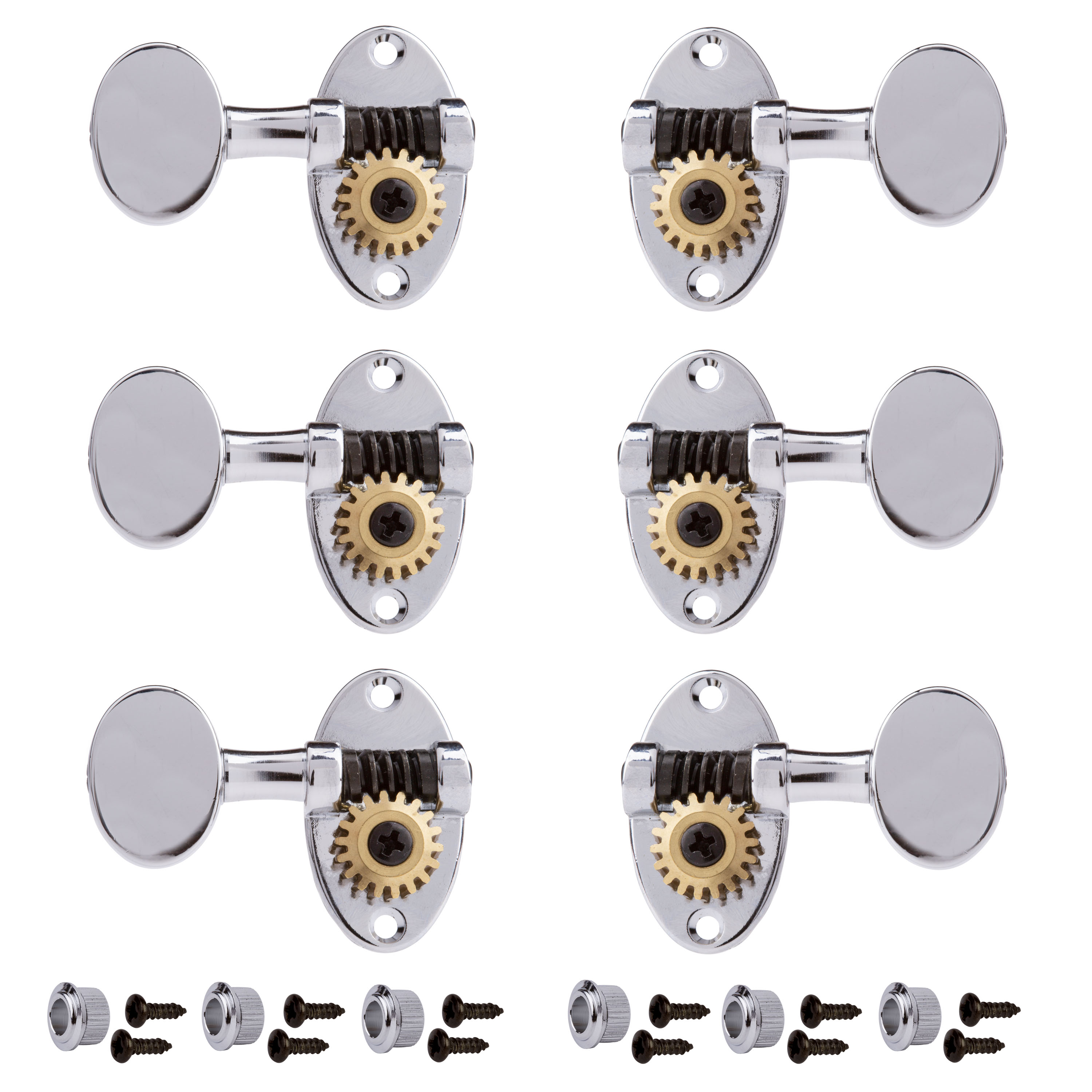 Schertler Guitar Tuning Keys for 3+3 Solid Pegheads - Metal Knobs