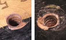 Two stripped holes